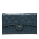 シャネル マトラッセ ココマーク 長財布 ネイビー ラムスキン レディース CHANEL 【中古】