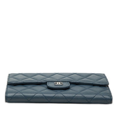 シャネル マトラッセ ココマーク 長財布 ネイビー ラムスキン レディース CHANEL 【中古】