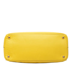 プラダ サフィアーノ 三角ロゴプレート ガレリア ハンドバッグ ショルダーバッグ 2WAY イエロー レザー レディース PRADA 中古