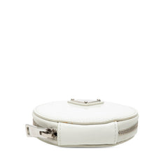 プラダ 三角ロゴ コインケース ラウンドポーチ キーチャーム ホワイト パテントレザー レディース PRADA 【中古】