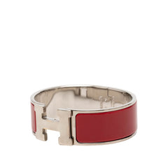 エルメス クリッククラックH PM バングル ブレスレット シルバー レッド メタル エナメル レディース HERMES 【中古】