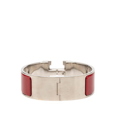 エルメス クリッククラックH PM バングル ブレスレット シルバー レッド メタル エナメル レディース HERMES 【中古】
