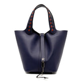 エルメス ピコタンロックPM トレサージュ ハンドバッグ ブルーアンクル ブリック ヴォーエプソン レディース HERMES 【中古】