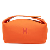 エルメス ブリッド ア ブラックPM ハンドバッグ ポーチ オレンジ コットン レディース HERMES 【中古】