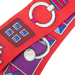 エルメス ツイリー CARRE EN BOUCLES カレ アン ブックル スカーフ レッド シルバー マルチカラー シルク レディース HERMES 【中古】