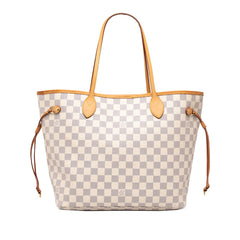 ルイ ヴィトン ダミエアズール ネヴァーフルMM トートバッグ N40603 ホワイト PVC レザー レディース LOUIS VUITTON 中古