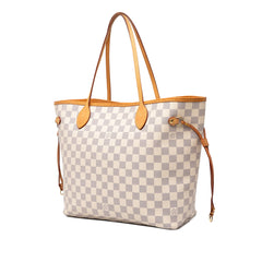 ルイ ヴィトン ダミエアズール ネヴァーフルMM トートバッグ N40603 ホワイト PVC レザー レディース LOUIS VUITTON 中古