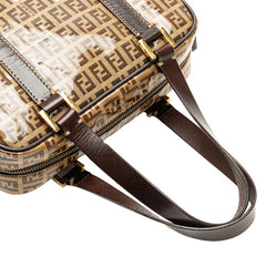 フェンディ ズッキーノ ハンドバッグ 16427 ブラウン エナメル キャンバス レディース FENDI 中古