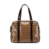 フェンディ ズッキーノ ハンドバッグ 16427 ブラウン エナメル キャンバス レディース FENDI 中古