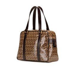 フェンディ ズッキーノ ハンドバッグ 16427 ブラウン エナメル キャンバス レディース FENDI 中古