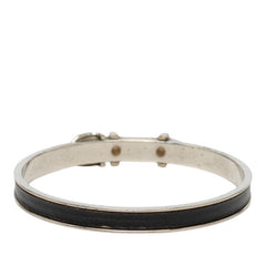 エルメス サンチュール ベルトモチーフ バングル シルバー ブラック メタル レディース HERMES 【中古】