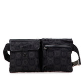 サルヴァトーレフェラガモ ガンチーニ ボディバッグ ブラック キャンバス レザー レディース Salvatore Ferragamo 【中古】