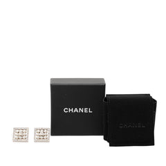 シャネル ココマーク スクエア スタッド ピアス C24S刻印 シルバー メタル ラインストーン フェイクパール レディース CHANEL 【中古】
