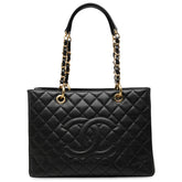 シャネル マトラッセ ココマーク ハンドバッグ トートバッグ ブラック キャビアスキン レディース CHANEL 【中古】
