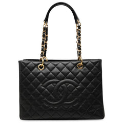 シャネル マトラッセ ココマーク ハンドバッグ トートバッグ ブラック キャビアスキン レディース CHANEL 【中古】