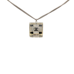 シャネル ココマーク スクエア キューブ ペンダントネックレス クリア ブラック シルバー メタル プラスチック レディース CHANEL 【中古】