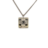 シャネル ココマーク スクエア キューブ ペンダントネックレス クリア ブラック シルバー メタル プラスチック レディース CHANEL 中古