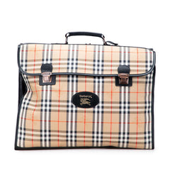 バーバリー ノバチェック シャドーホース ガーメントケース スーツケース ベージュ ブラック キャンバス レザー レディース BURBERRY 【中古】