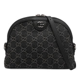 グッチ GGデニム ショルダーバッグ 499621 ブラック デニム レザー レディース GUCCI 【中古】
