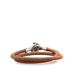 エルメス ランスロット ブレスレット チョーカー ブラウン シルバー レザー メタル レディース HERMES 【中古】