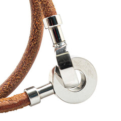 エルメス ランスロット ブレスレット チョーカー ブラウン シルバー レザー メタル レディース HERMES 【中古】