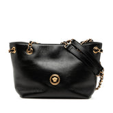 ヴェルサーチェ メデューサ チェーン ハンドバッグ ブラック レザー レディース VERSACE 【中古】