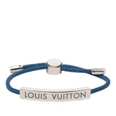 ルイ ヴィトン ブラスレ LV スペース ロゴプレート ブレスレット M00920 ブルー シルバー メタル ナイロン レディース LOUIS VUITTON 【中古】