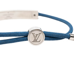 ルイ ヴィトン ブラスレ LV スペース ロゴプレート ブレスレット M00920 ブルー シルバー メタル ナイロン レディース LOUIS VUITTON 【中古】