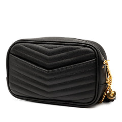 サンローラン ルー フリンジ チェーン ショルダーバッグ カメラバッグ ブラック レザー レディース SAINT LAURENT 【中古】