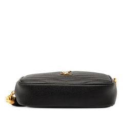 サンローラン ルー フリンジ チェーン ショルダーバッグ カメラバッグ ブラック レザー レディース SAINT LAURENT 【中古】