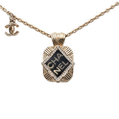シャネル ココマーク チェーン ペンダント ネックレス D21A刻印 ゴールド ブラック メッキ ラインストーン レディース CHANEL 【中古】