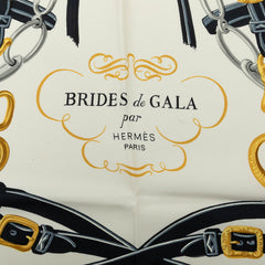 エルメス カレ90 BRIDES de GALA 式典用の馬勒 スカーフ 大判 ブラック マルチカラー シルク レディース HERMES 中古