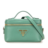 プラダ ロゴ バニティバッグ ショルダーバッグ 2WAY 1BH202 グリーン レザー レディース PRADA 【中古】