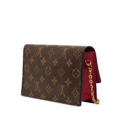 ルイ ヴィトン モノグラム ポルトフォイユ フローラル チェーン ウォレット ショルダーバッグ M69578 フューシャ ブラウン PVC レザー レディース LOUIS VUITTON 【中古】