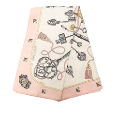 エルメス カレ90 LES CLES 鍵 スカーフ ピンク マルチカラー シルク レディース HERMES 【中古】