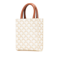セリーヌ トリオンフ ミニ バーティカル カバ ハンドバッグ ショルダーバッグ 2WAY ホワイト ブラウン PVC レザー レディース CELINE 【中古】