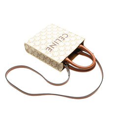 セリーヌ トリオンフ ミニ バーティカル カバ ハンドバッグ ショルダーバッグ 2WAY ホワイト ブラウン PVC レザー レディース CELINE 【中古】