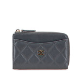 シャネル マトラッセ ココマーク カードケース コインケース フラグメントケース グレー系 ラムスキン レディース CHANEL 【中古】