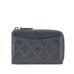 シャネル マトラッセ ココマーク カードケース コインケース フラグメントケース グレー系 ラムスキン レディース CHANEL 【中古】