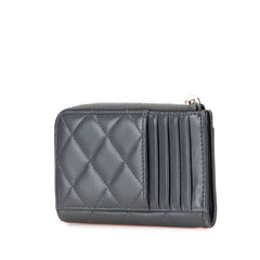 シャネル マトラッセ ココマーク カードケース コインケース フラグメントケース グレー系 ラムスキン レディース CHANEL 【中古】