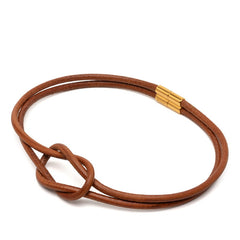 エルメス ヘラクリード チョーカー ブラウン ゴールド金具 レザー レディース HERMES 【中古】