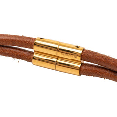 エルメス ヘラクリード チョーカー ブラウン ゴールド金具 レザー レディース HERMES 【中古】