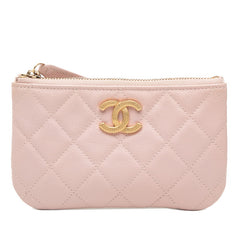 シャネル ココマーク マトラッセ ポーチ 小物入れ ピンク キャビアスキン レディース CHANEL 【中古】