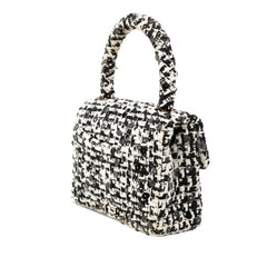 シャネル ココマーク ミニ ハンドバッグ ブラック ホワイト ツイード スパンコール レディース CHANEL 【中古】