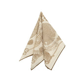 エルメス カレ45 プチカレ GRANDS FONDS 深海 スカーフ ベージュ ブラウン シルク レディース HERMES 【中古】