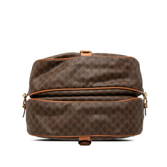 セリーヌ マカダム ショルダーバッグ メッセンジャー 斜め掛け ブラウン PVC レザー レディース CELINE 【中古】