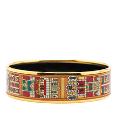 エルメス エマイユ バングル ゴールド ブラック マルチカラー メッキ レディース HERMES 【中古】
