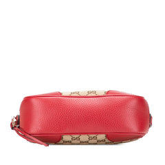 グッチ GGキャンバス ショルダーバッグ 449413 ベージュ レッド キャンバス レザー レディース GUCCI 【中古】