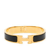 エルメス クリックH PM ブレスレット ゴールド ブラック メッキ エナメル レディース HERMES 【中古】