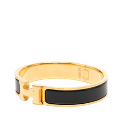 エルメス クリックH PM ブレスレット ゴールド ブラック メッキ エナメル レディース HERMES 【中古】